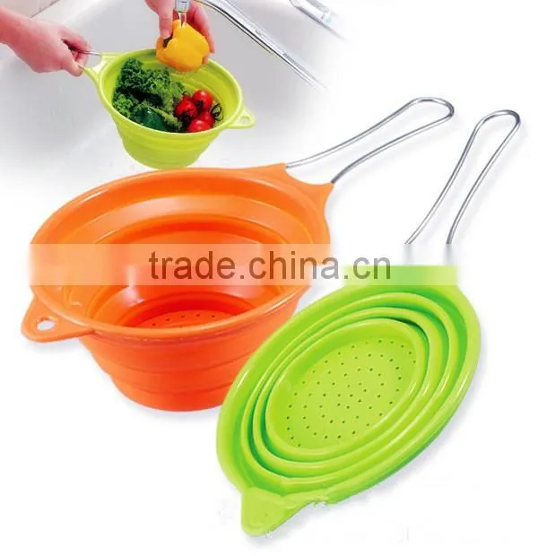 High Quality Stainless Steel Mesh Strainer & Colander with Long silicone handle