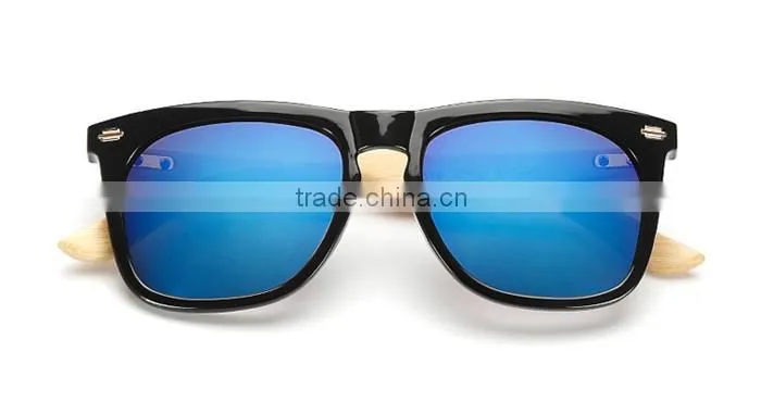 Handcraft sustainable eco-friendly custom wood sunglasses polarized mirror lens PC frame sunglasses with bamboo temple