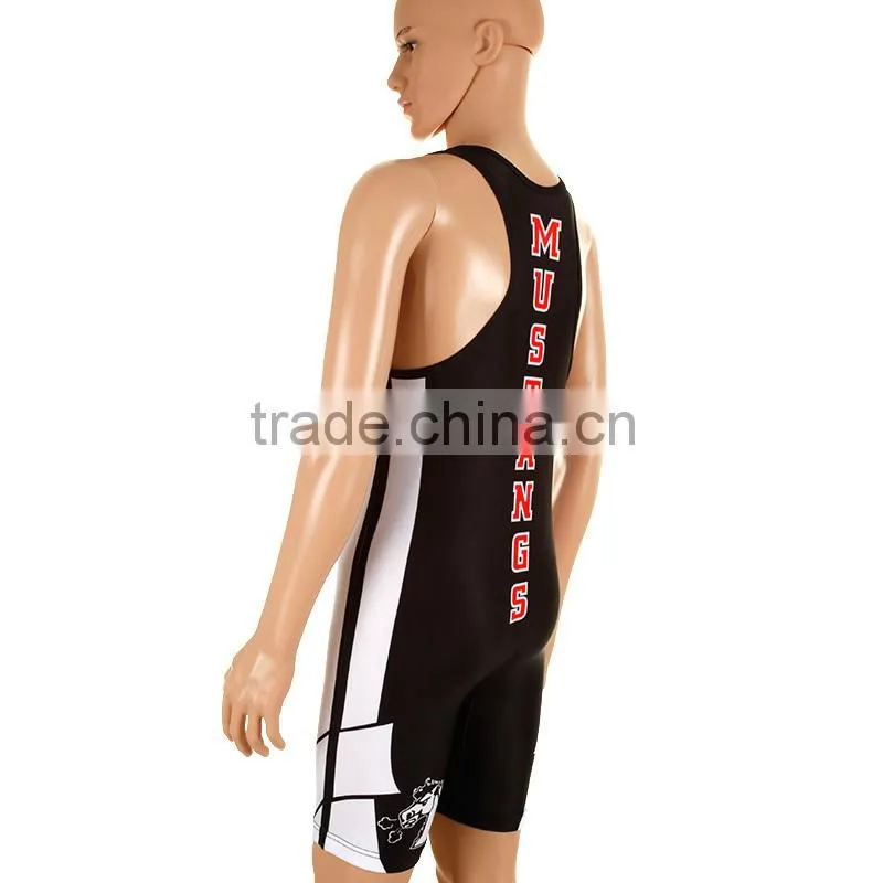 Custom brand usa sublimated blank white black wrestling singlets
