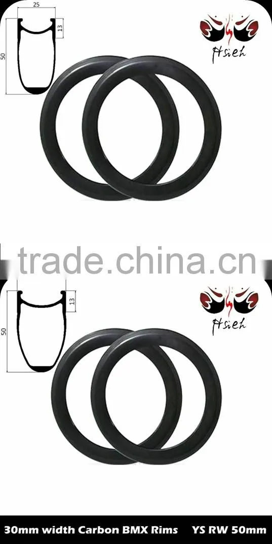 30mm wide 20er carbon child's rims 50mm deep BMX rims, ETRTO BSD 406mm carbon BMX rims factory direct selling
