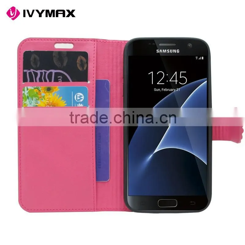 IVYMAX Premium Luxury Lady Style Bling Diamond Magnetic Crystal Leather Book Cover for samsung galaxy s7 wallet case