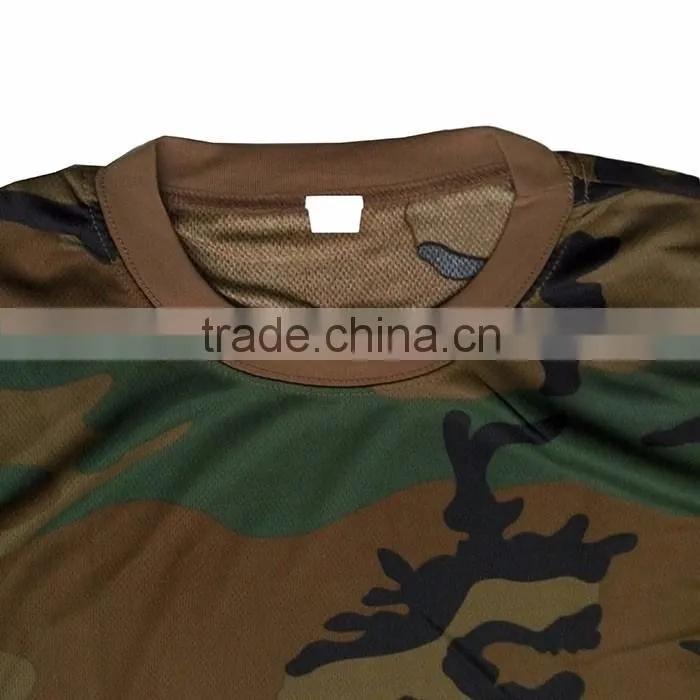 Military woodland camouflage polyester t shirt