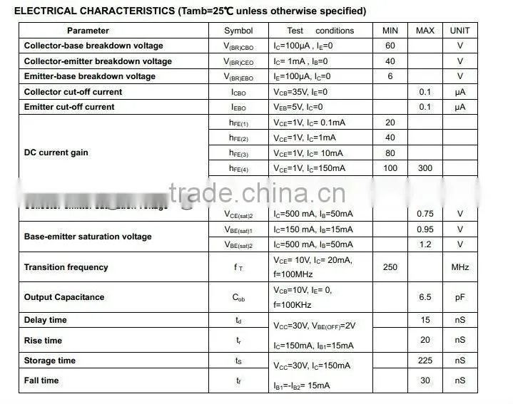 Bipolar Transistors 60V 600mA 2N4401