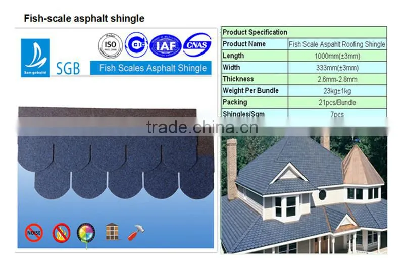 Coloured Glaze Material and Plain Roof Tiles Type asphalt roofing shingles
