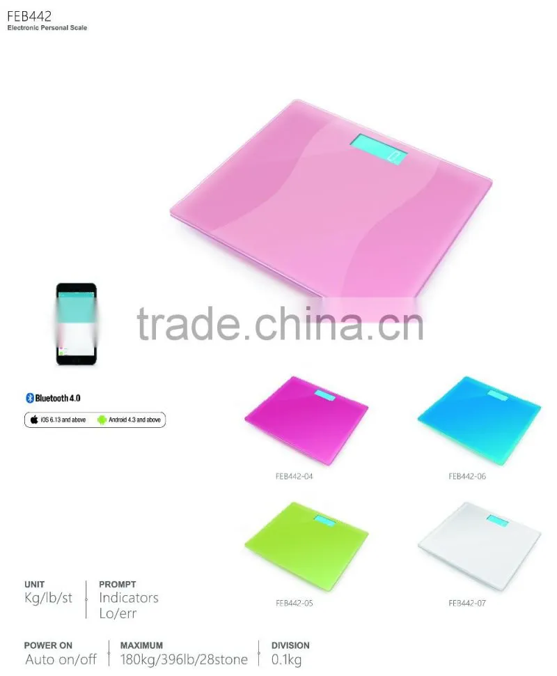 2016 New design bluetooth scale,body weight scale, app for IOS ans Android MAX180KG