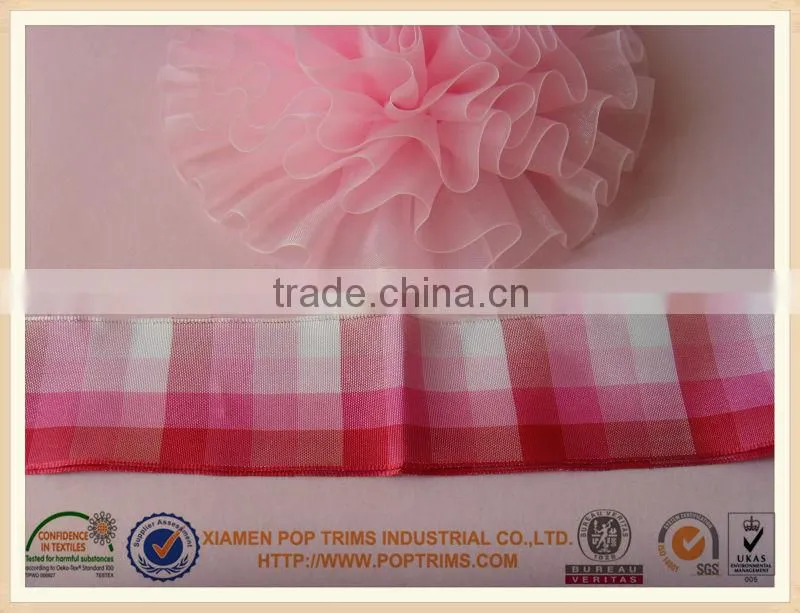 2015 Hot sale Plaid Ribbon for decoration