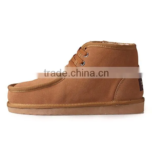Soft leather warm fur linined men european style snow boots