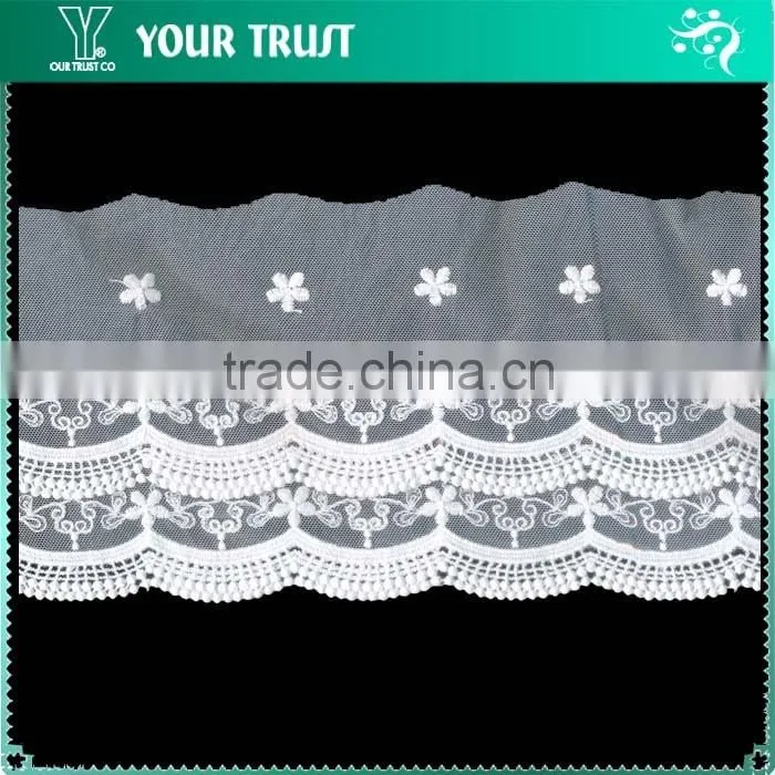 Width 58 Centimeter White Dot Flower Polyester Trimming Lace Dresses
