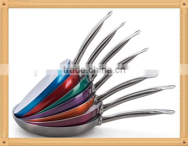 Aluminum ceramic frying pan with stainless steel handle