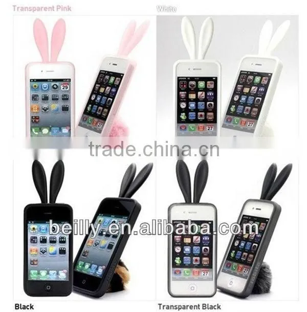 lovely style long ears Rabbit silicon cell phone case wholesales