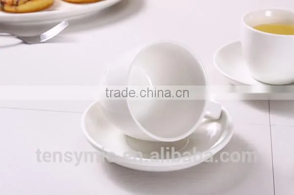 Fancy white porcelain sublimation coffee cup with saucer
