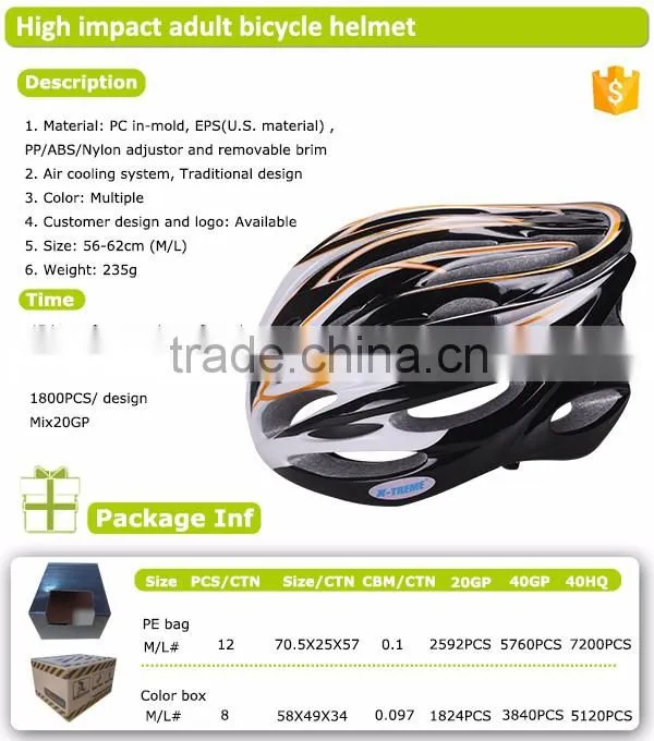 OEM high impact EPS ,PC shell EN1078 sports bike helmet
