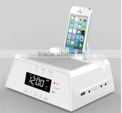 bluetooth speaker Alarm Clock Docking Station for Apple iPhone 5,4,4S, iPad, iPod, Samsung
