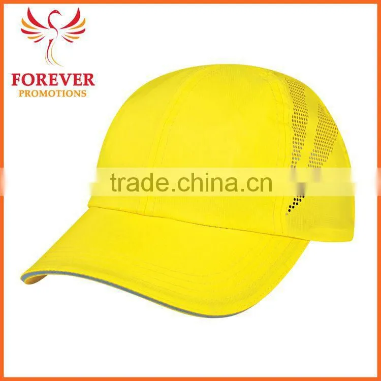 Chinese Supplier Ployester Black Baseball Cap With Reflective Sandwich Visor Hat