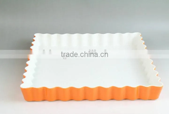 Bakeware colorful glazed corrugated ceramic square plate