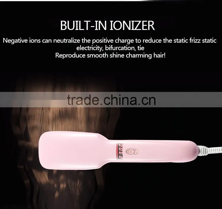 Digital Electric Hair Straightener Brush Comb Detangling Straightening Irons Hair Brush EU/ US/ UK Plug