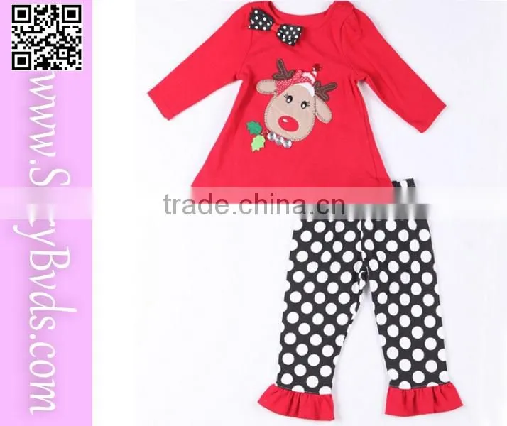 fawn printed dot design two pieces children girl dress
