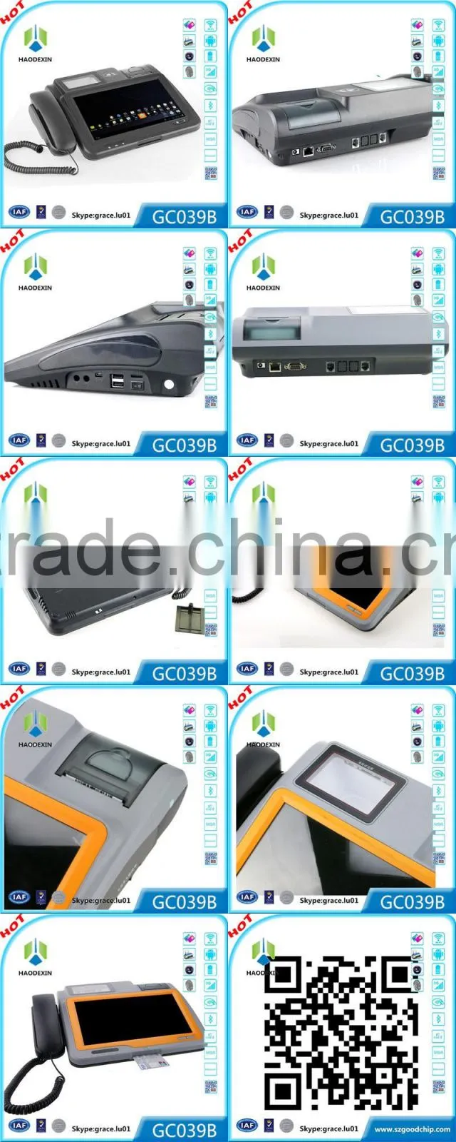 3G WIFI Smart Android Tablet POS with Printer, 2D Barcode scanner, Smart Card reader