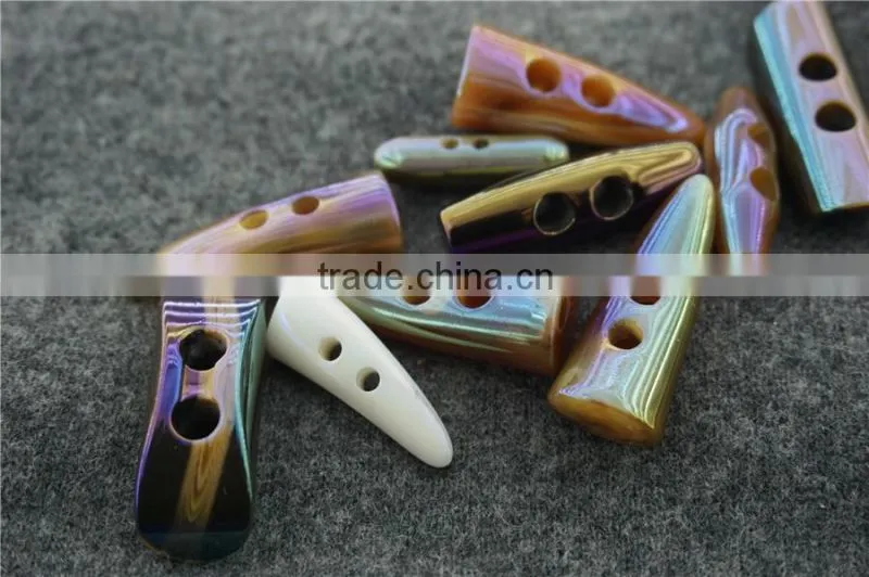SPECIAL PLATING COLORFUL RESIN TOGGLE BUTTON FOR GARMENT ACCESSORIES