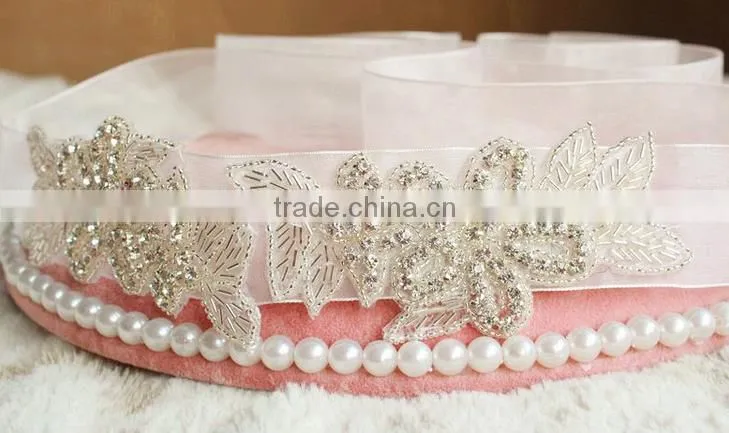 New design bridal handmade rhinestone appliques for sash WA012 for sale
