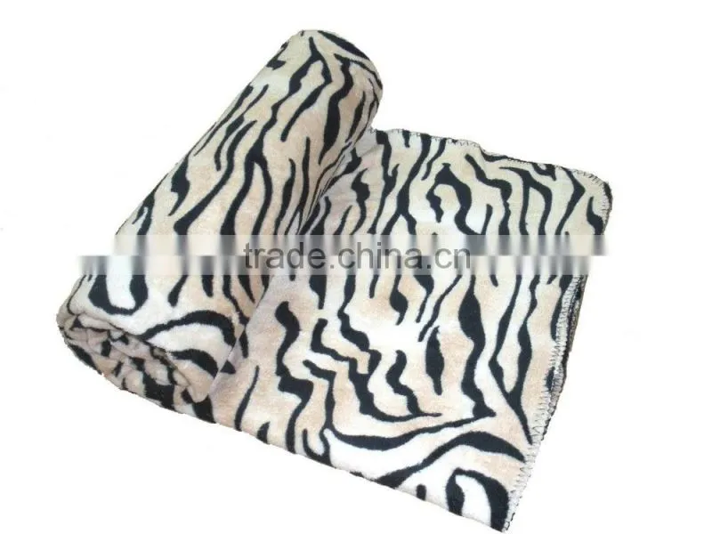 zebra design coral fleece blanket