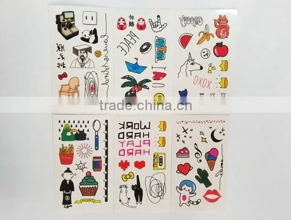 custom fashion small tattoo cute cartoon temporary tattoo holiday waterproof tattoo sticker