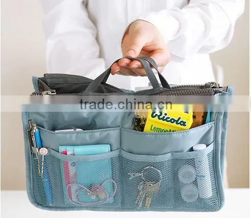 Double Zipper Multifunctional Toiletry Fashion Nylon Cosmetic Travel Bag