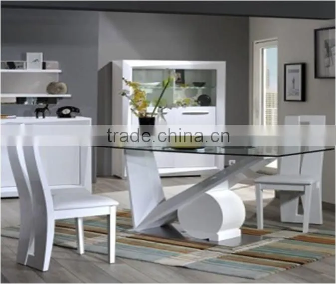 DT-3011 modern Wooden dining table with glass top