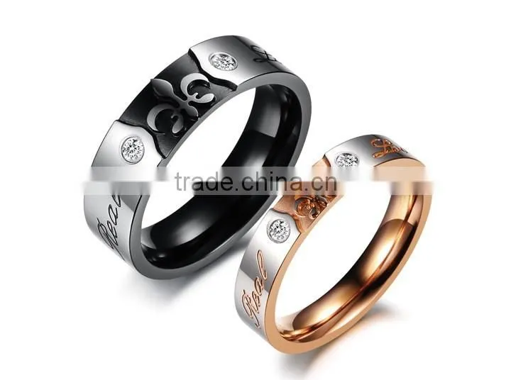 KSTONE Real Love Carved Stainless Steel Engagement Wedding Couple Rings