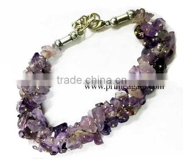 Amethyst Chips Fuse Wire Bracelet | Agate Jewelry For Sale