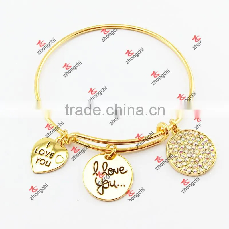 adjustable brass wire bangles gold plated expandable wire bangle Gifts