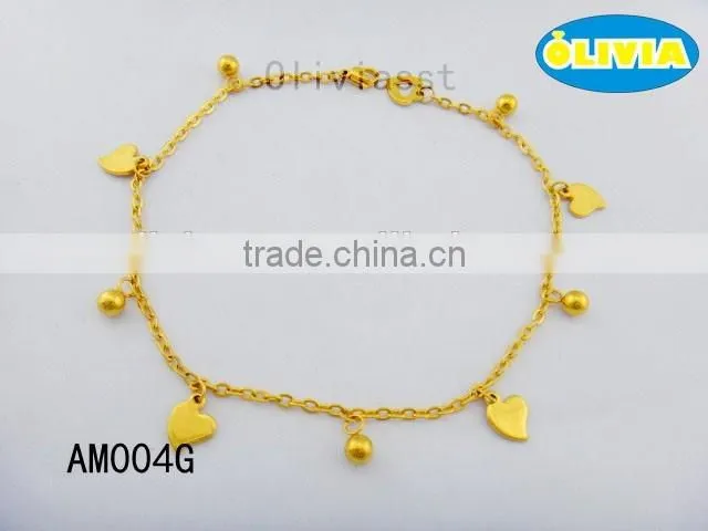 Olivia Jewelry 18k Gold Foot Jewelry Anklet With Heart Charm In Stainless Steel