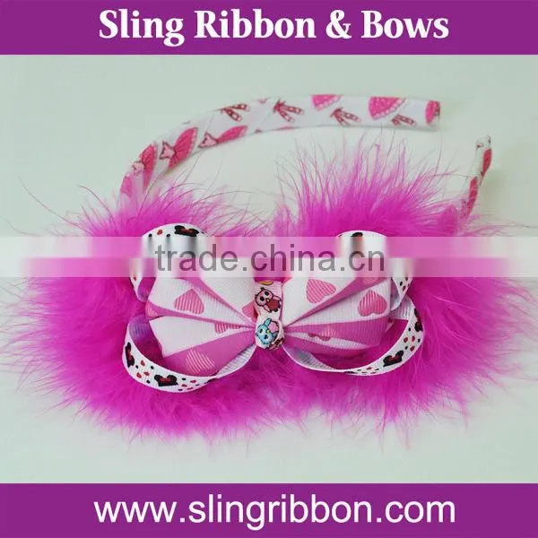 Sweet Cheapest Bow Tie Headband With Pink Feather