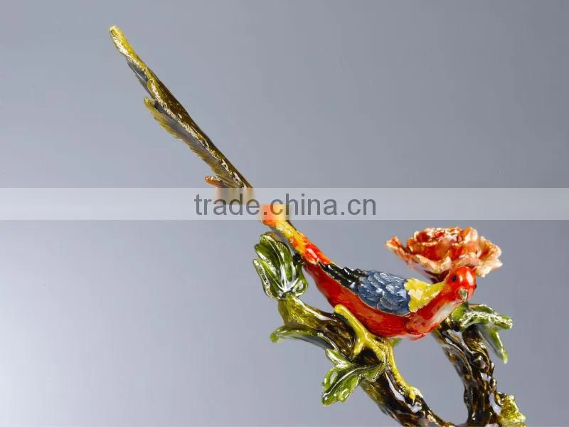 RORO Richness and Auspicy peony enamel crystal glass decorative article for home decoration/gift