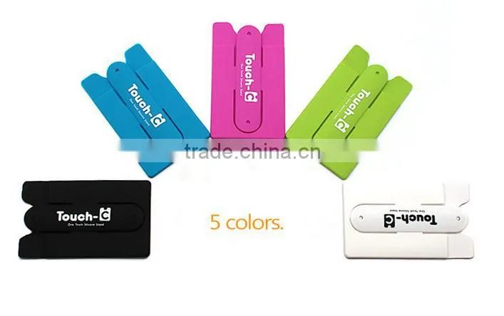 2016 New design Factory supply 3m Sticky Silicone Slap Mobile Phone Card Holder Stand