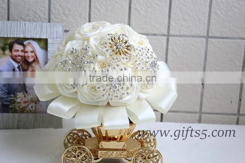 Custom Stunning Immortal Ribbon Rose Wedding Bouquets