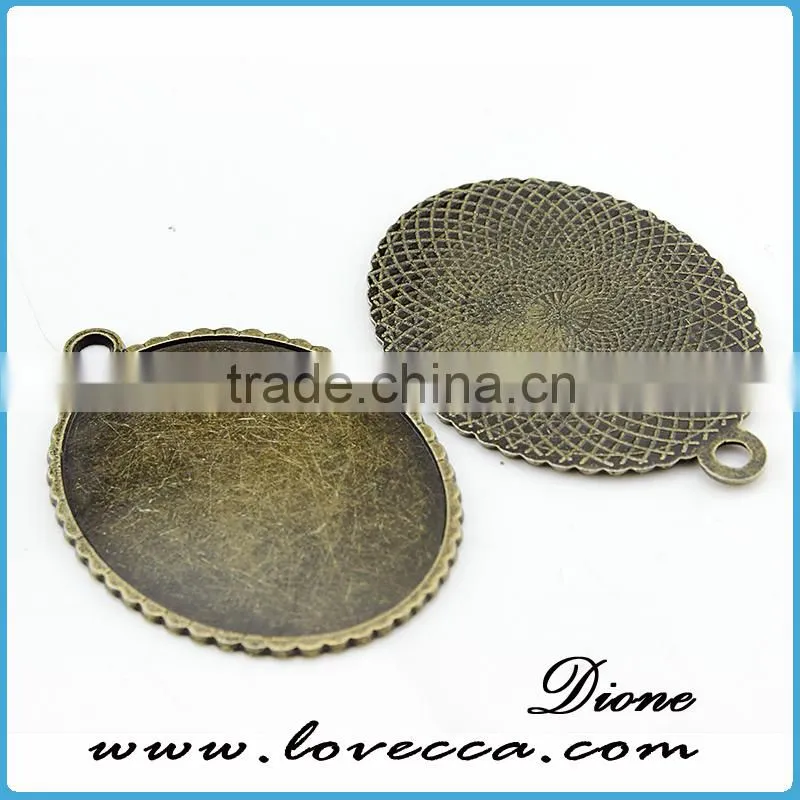 Wholesale blank pendant settings cameo,Antique Bronze Cabochon setting pendant