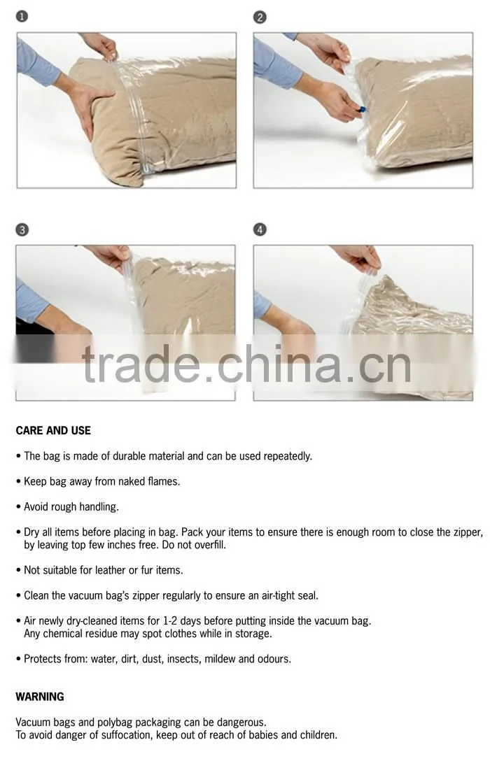 Hot sell vacuum bag for clothes storage and Space Saver vacuum bags