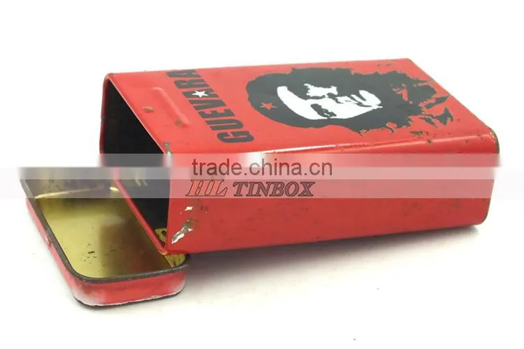 High Quality Hinged Rectangular Cigarette Tin Can with Customized Printing