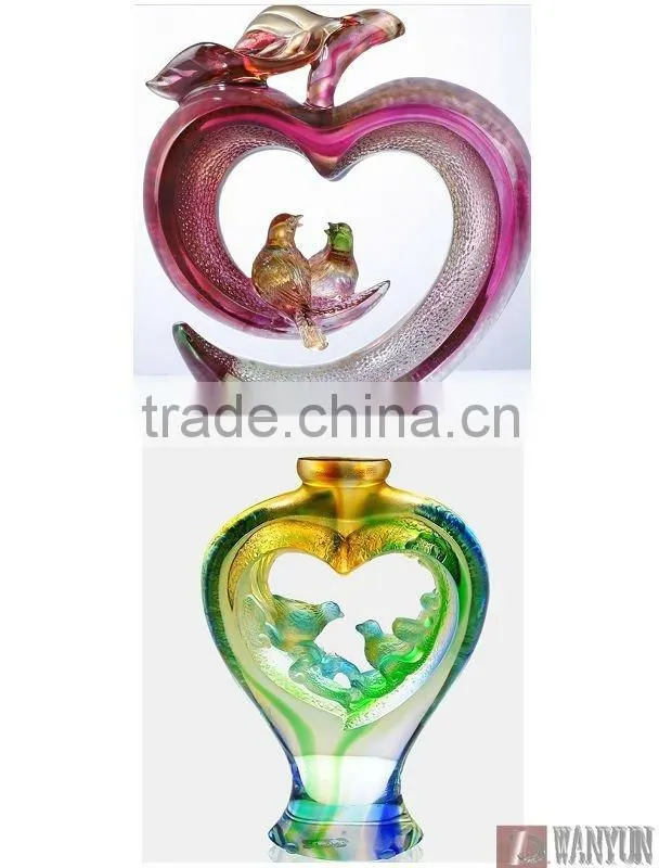 2016 new lead Crystal loving birds vase for wedding souvenirs
