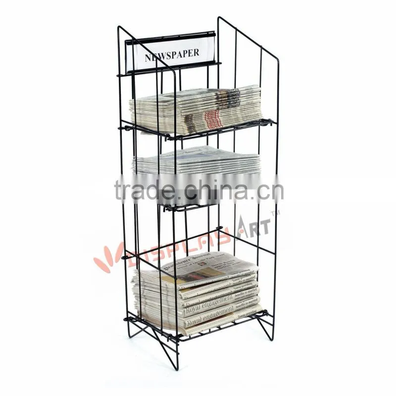3 Shelves Metal Newspaper Stand
