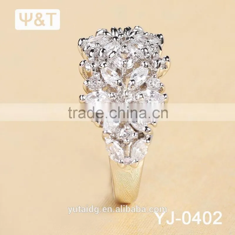Jingli Jewelry Diamond Flower Shaped Silver Ring For Women (YJ-402)
