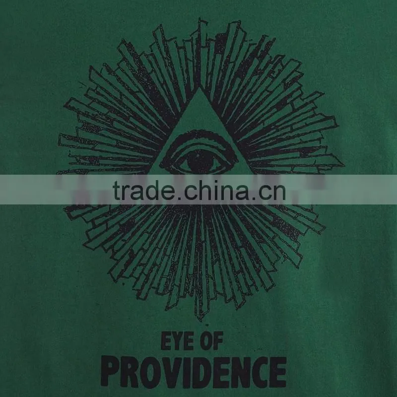 Mens Green Cotton T-shirt Custom Water-based Pigment Printed T-Shirt