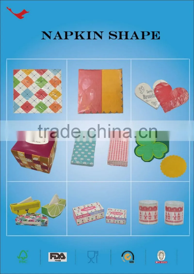 1/4 folded High Quality Colored Tissue Paper Napkin,Christmas tableware