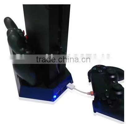 Dual Controller Charging Dock Base Console Stand Holder Cooling Fan For PS4