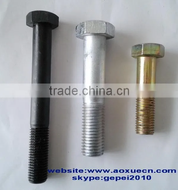 DIN931 carbon steel hexagon bolt and nut, half thread fastener bolt