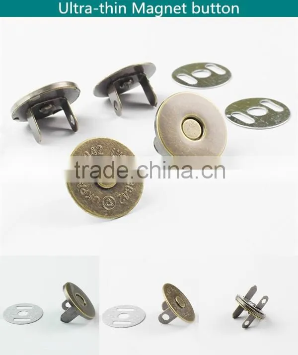 Bags accessories 18mm full cover round metal magnetic snap button gold color