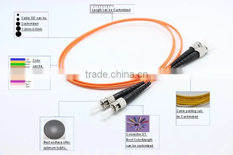 multimode ST fiber optic duplex patch cord