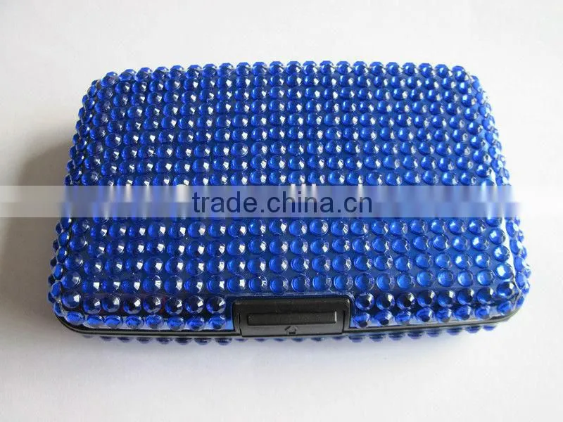 crystal aluminum credit card holder with rhinestone,plastic credit card case