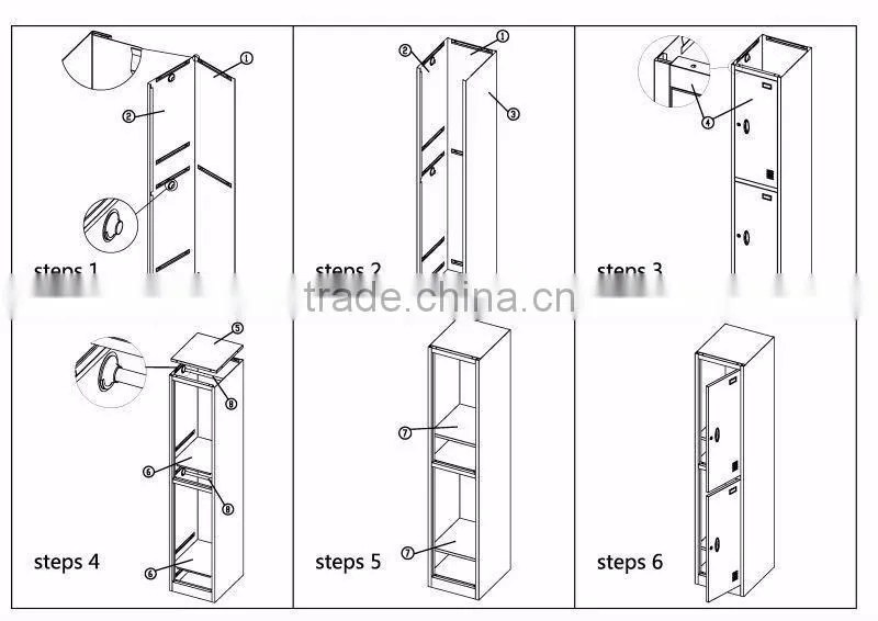 OEM office gym school steel locker wardrobe cabinet